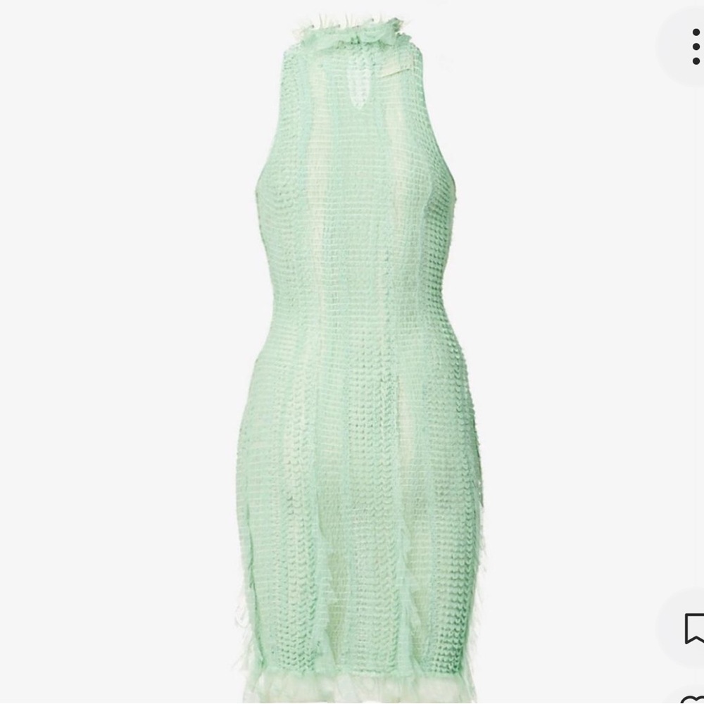 Roberta Einer Pastel Green Textured Mini Dress